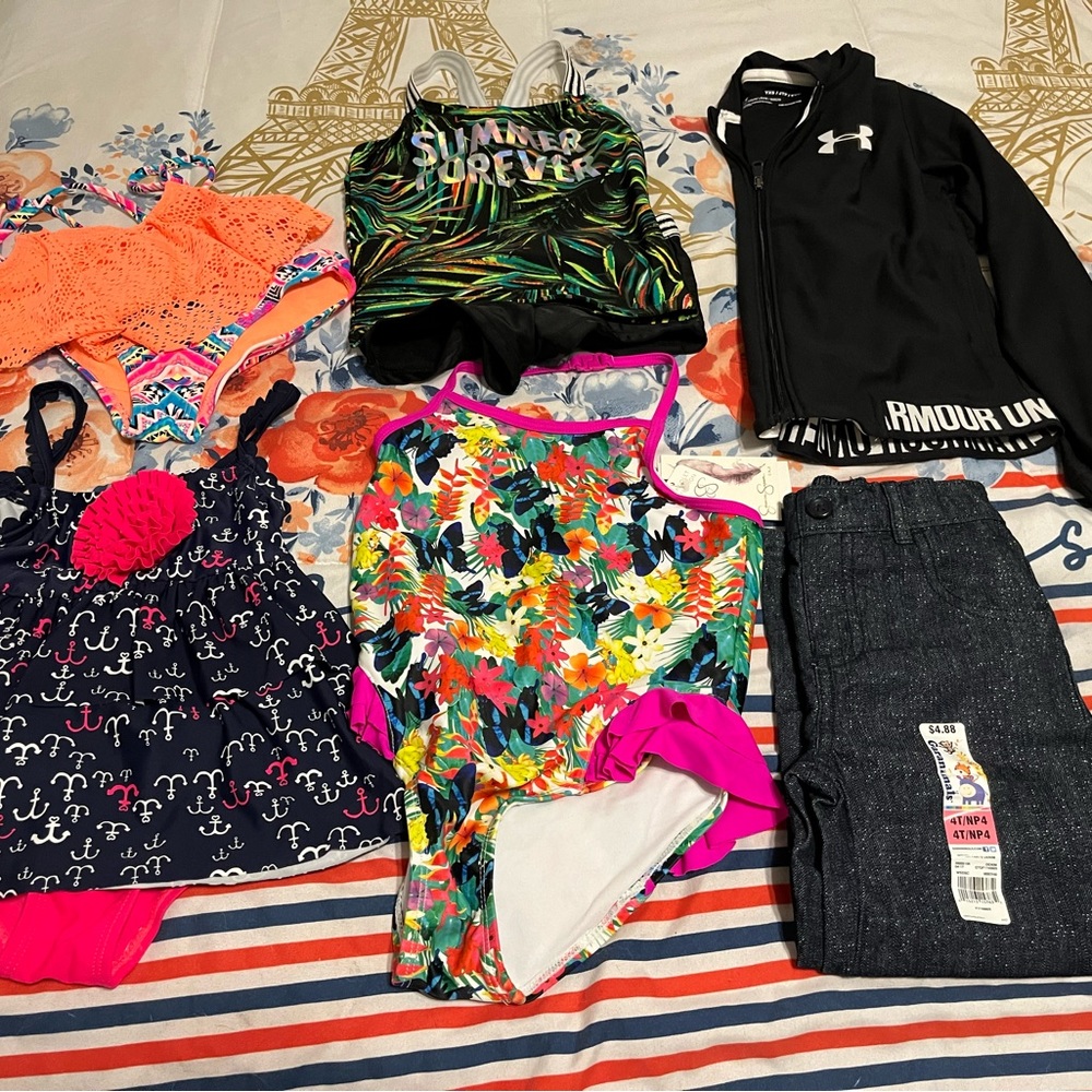 Lot of girls bathing suits/clothes size 4/5